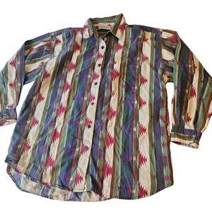 Arizona Jean Company Shirt Mens Small Aztec Southwestern Multicolor Button Up